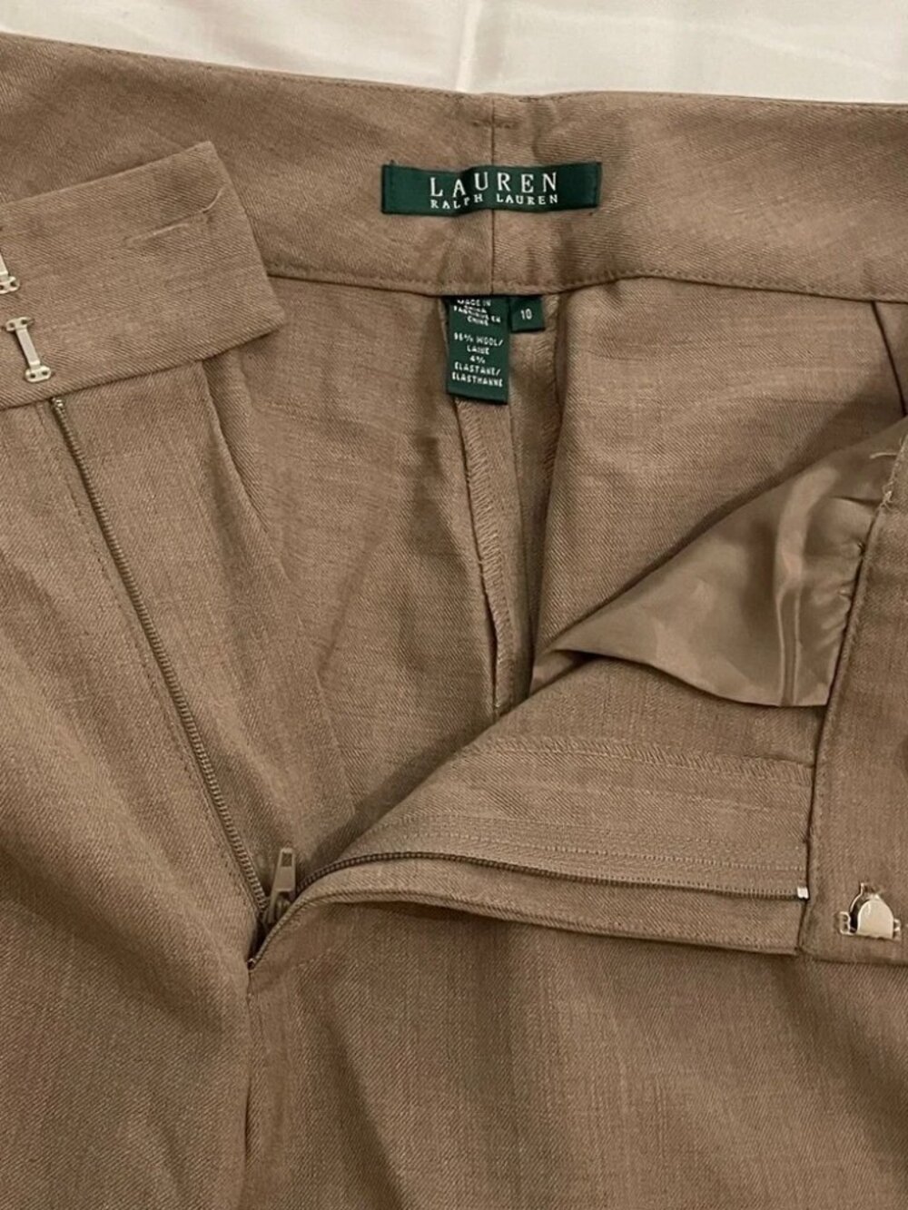 NWOT Lauren Ralph Lauren Tan Wool Trouser Pants Womens Size 10 Career Classic - Picture 8 of 10